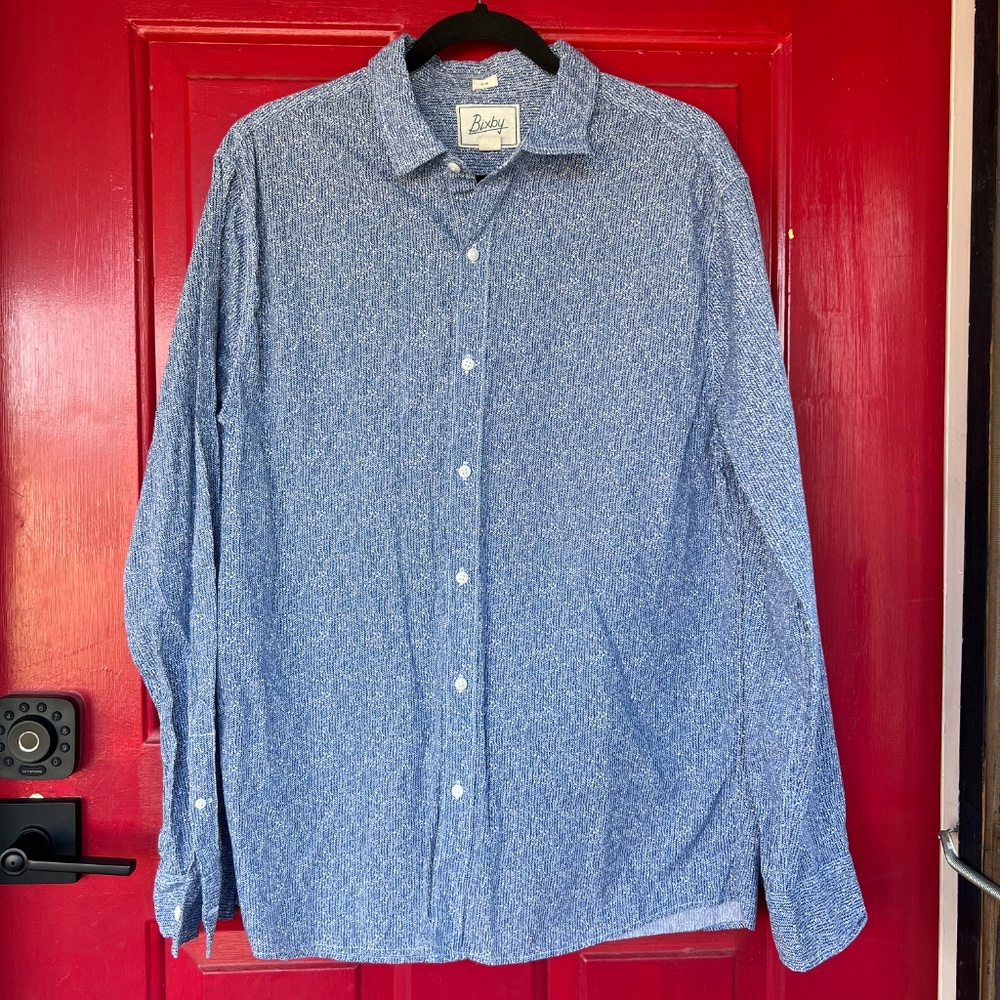 Men's Bixby Nomad Long Sleeve Button Up Blue Arrow Shirt Work Business Office